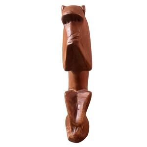 UNBRANDED Wooden Wise Monkey Speak No Evil Figurine ~6" Tall